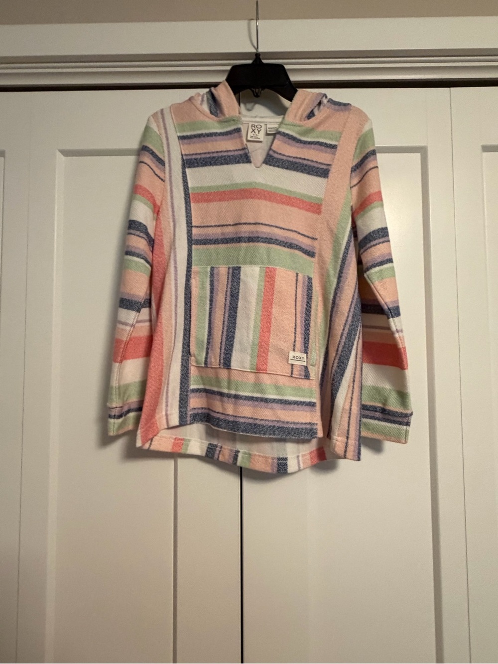 Roxy Hooded Stripe Pullover in Pastel Pink, Blue, Green, Cream
